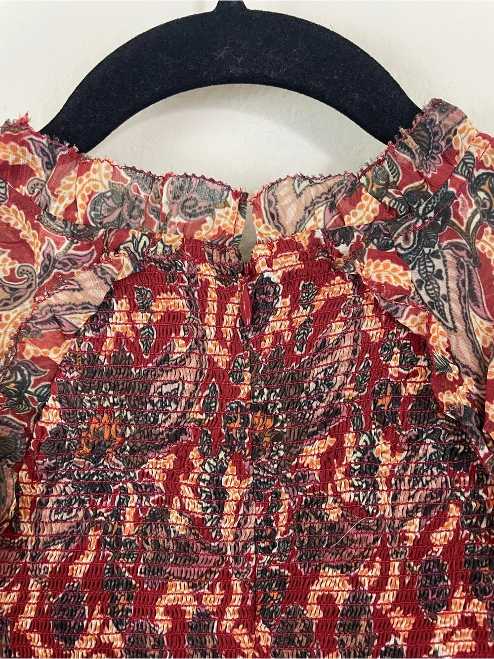 Anthropologie Let Me Be Paisley Iris Smocked Blouse Size 6‎
